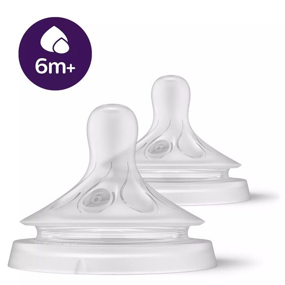 Philips Avent Trinksauger 2er Pack Natural Response - Silikon für dickflüssige Nahrung - 6M+