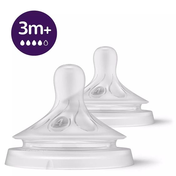 Philips Avent Teat 2-pack Natural Response - silicone teat level 4 - 3M+