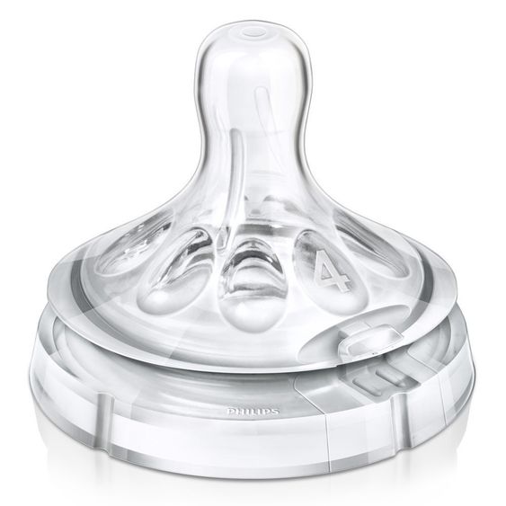 Philips Avent Trinksauger 2er Pack Naturnah - Silikon 4 Loch Milch - SCF654/27