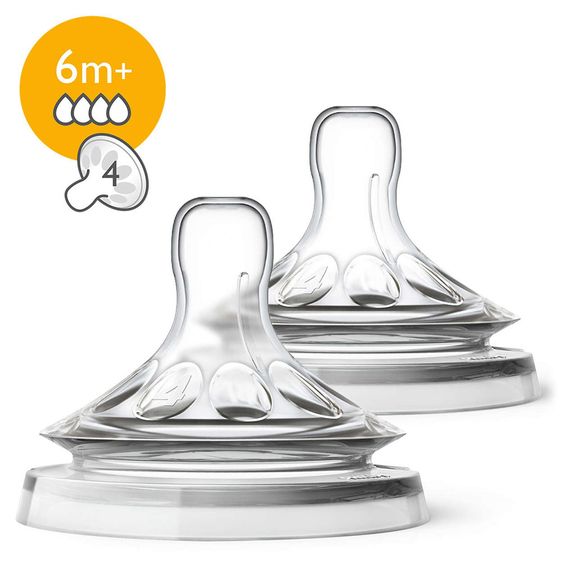 Philips Avent Trinksauger 2er Pack Naturnah Ultra Soft - Silikon Gr. 4 - SCF044/27