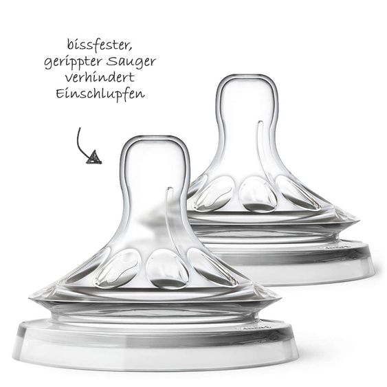 Philips Avent Trinksauger 2er Pack Naturnah Ultra Soft - Silikon Schlitz Brei - SCF046/27