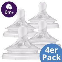 Trinksauger 4er Pack Natural Response - Silikon für dickflüssige Nahrung - 6M+