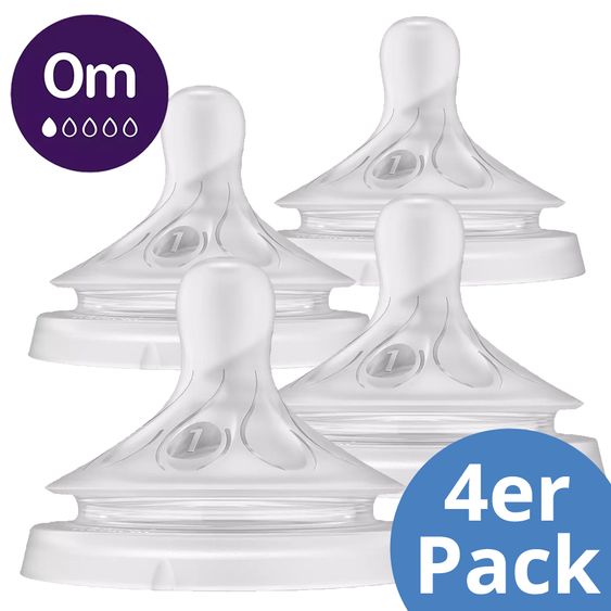 Philips Avent Trinksauger 4er Pack Natural Response - Silikon Saugerstufe 1 - 0M (Newborn)