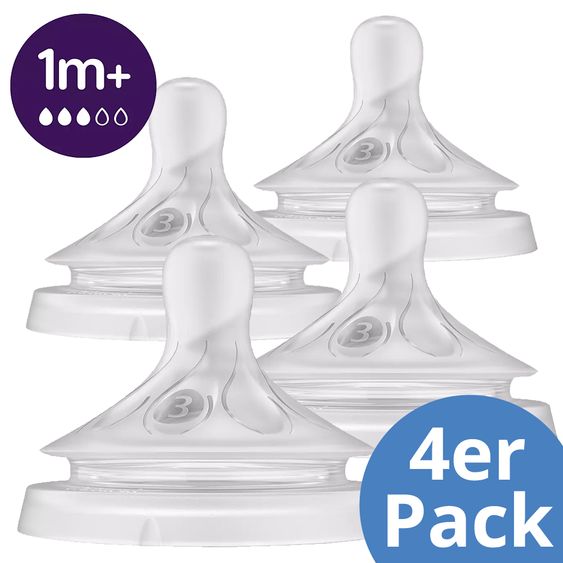 Philips Avent Tettarelle 4-pack Natural Response - tettarella in silicone livello 3 - 1M+