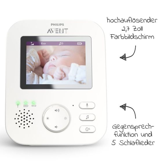 Philips Avent Video-Babyphone mit Kamera - digital 2,7 Zoll - SCD835/26