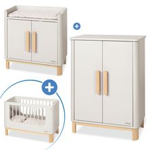 10-pc Doll Furniture Set - Bed, Wardrobe & Changing Table Malea - White Beige