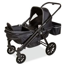 Carrozzina e Carretto 2-in-1 Cubi bis 50 kg portata con manico regolabile in altezza, borsa e portabicchieri - Nero