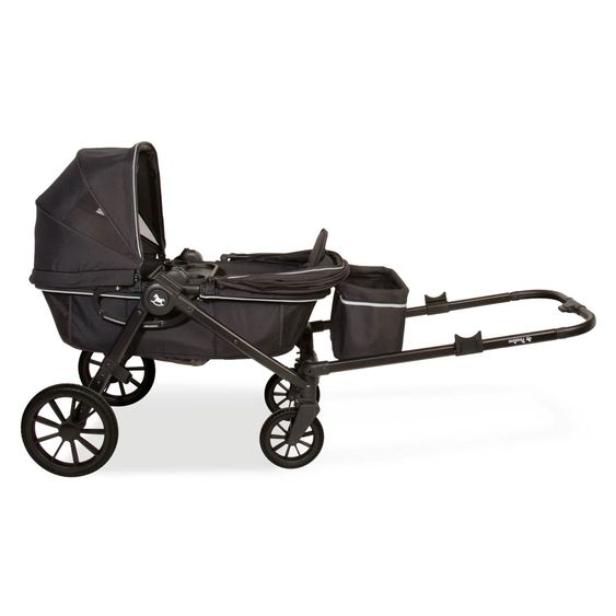 Pinolino Carrozzina e Carretto 2-in-1 Cubi bis 50 kg portata con manico regolabile in altezza, borsa e portabicchieri - Nero