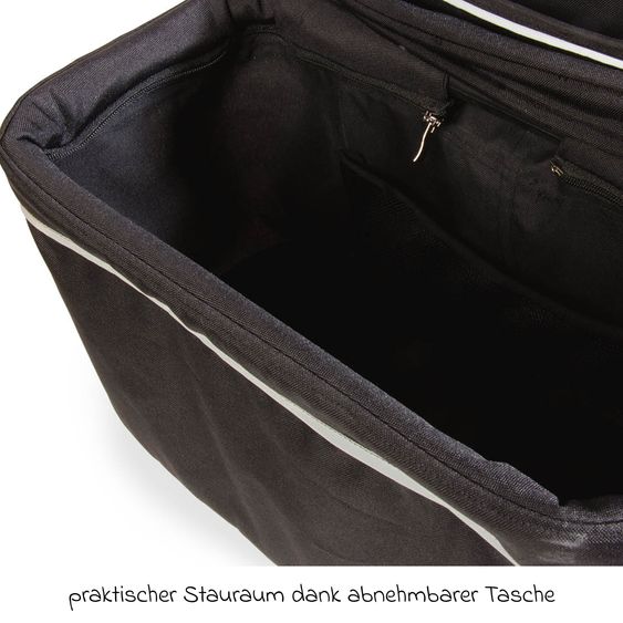 Pinolino Carrozzina e Carretto 2-in-1 Cubi bis 50 kg portata con manico regolabile in altezza, borsa e portabicchieri - Nero