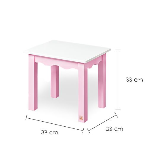 Pinolino Tavolo trucco per bambini 2 pz. Jasmin con cassetto, ripiano, specchio incl. sgabello - Rosa bianco