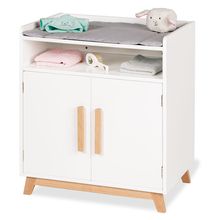 2-tlg. Puppenwickeltisch Marit mit 2 Türen, 1 Fach inkl. Wickelauflage - Weiß