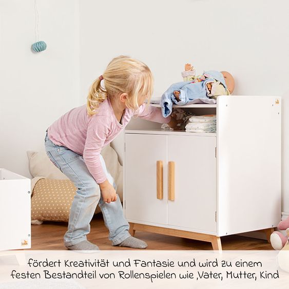 Pinolino 2-tlg. Puppenwickeltisch Marit mit 2 Türen, 1 Fach inkl. Wickelauflage - Weiß
