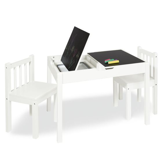 Pinolino Set De 2 Plateaux De Table avec Tableau Magnétique et Peinture Tableau pour Linnea - Blanc