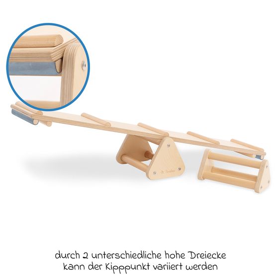 Pinolino 3-tlg. Balancewippe & Balken Kari 1 Balancierbalken, 2 Dreiecke belastbar bis 50kg - Natur
