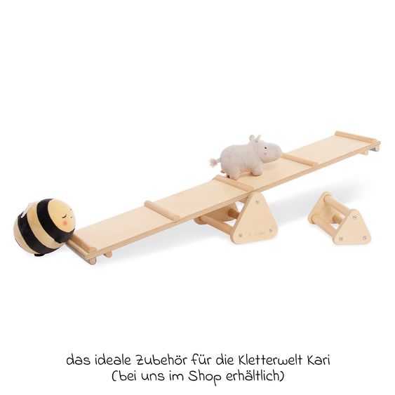 Pinolino 3-tlg. Balancewippe & Balken Kari 1 Balancierbalken, 2 Dreiecke belastbar bis 50kg - Natur