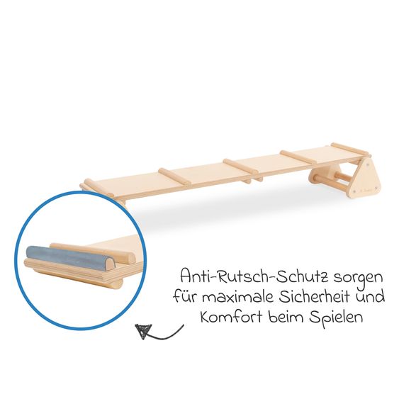 Pinolino 3-tlg. Balancewippe & Balken Kari 1 Balancierbalken, 2 Dreiecke belastbar bis 50kg - Natur