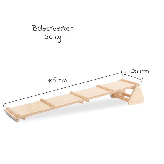 Pinolino 3-tlg. Balancewippe & Balken Kari 1 Balancierbalken, 2 Dreiecke belastbar bis 50kg - Natur