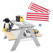 3-tlg. Kinder-Sitzgarnitur-Set Nicki mit Polsterauflage - Grau / Rot Weiß