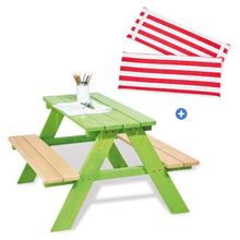 3-tlg. Kinder-Sitzgarnitur-Set Nicki mit Polsterauflage - Grün / Rot Weiß