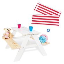 3-tlg. Kinder-Sitzgarnitur-Set Nicki mit Polsterauflage - Weiß / Rot