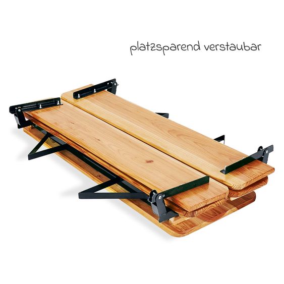Pinolino 3-tlg. Kinderfestzeltgarnitur Sepp mit Lehne bis 100 kg belastbar - Fichte massiv - Natur / Grün