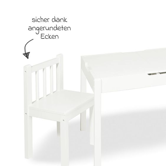 Pinolino 3-tlg. Kindersitzgruppe Linnea mit 2 Stühlen, 1 Tisch inkl. 2 faltbaren Wannen - Weiß