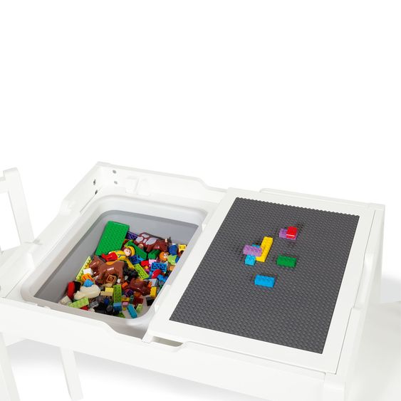 Pinolino 3-tlg. Kindersitzgruppe Linnea mit 2 Stühlen, 1 Tisch inkl. 2 faltbaren Wannen - Weiß