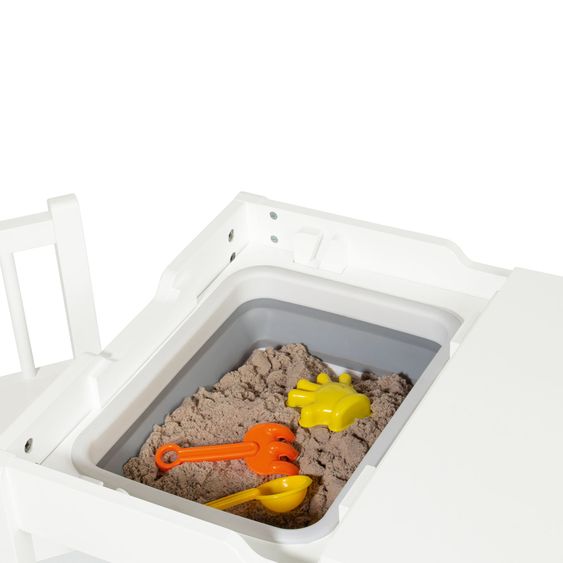 Pinolino 3-tlg. Kindersitzgruppe Linnea mit 2 Stühlen, 1 Tisch inkl. 2 faltbaren Wannen - Weiß