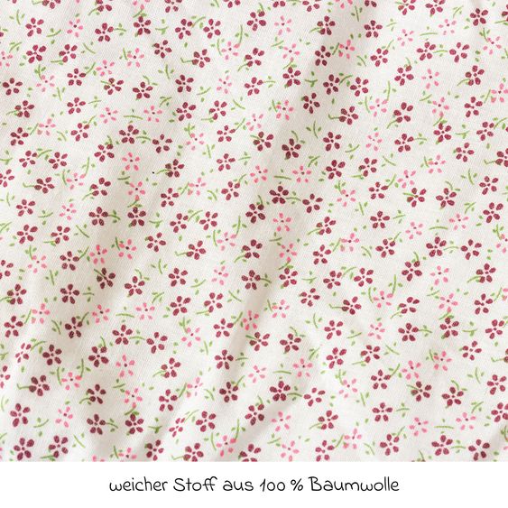 Pinolino 3-tlg. Puppenbettzeug für Puppenwagen und Puppenbetten Blümchen mit Matratze, Bettdeckenbezug & Kopfkissenbezug - Rosa