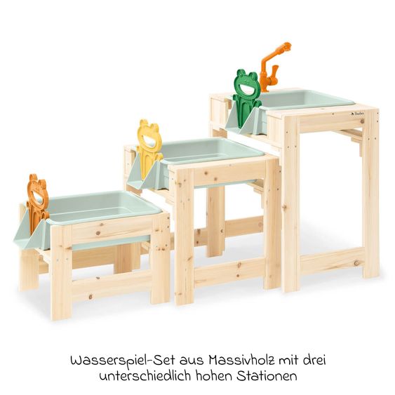 Pinolino 3-tlg. Wasserspieltisch-Set Frolino 3 Spieltische inkl. herausnehmbaren Wannen - Natur
