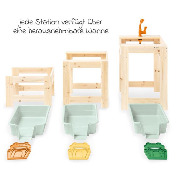 Pinolino 3-tlg. Wasserspieltisch-Set Frolino 3 Spieltische inkl. herausnehmbaren Wannen - Natur