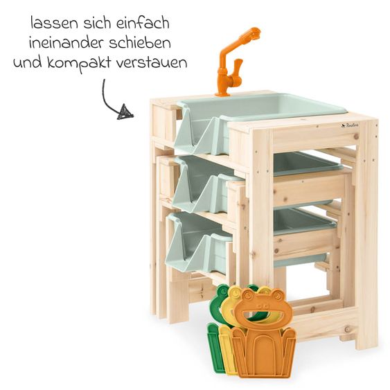 Pinolino 3-tlg. Wasserspieltisch-Set Frolino 3 Spieltische inkl. herausnehmbaren Wannen - Natur