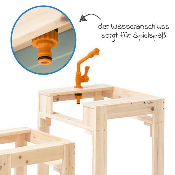 Pinolino 3-tlg. Wasserspieltisch-Set Frolino 3 Spieltische inkl. herausnehmbaren Wannen - Natur