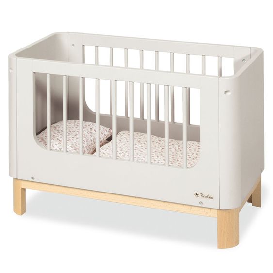 Pinolino 4-pc. Doll Bed Malea incl. 3-pc. bedding flower pattern pink - White