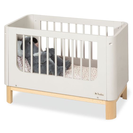 Pinolino 4-pc. Doll Bed Malea incl. 3-pc. bedding flower pattern pink - White