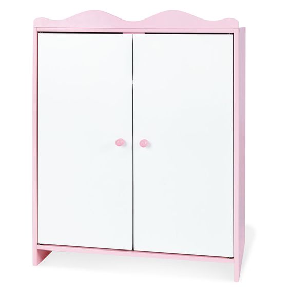 Pinolino 4-pc. Doll Wardrobe Jasmin with 1 Insert Shelf, 1 Clothes Rail incl. 3 Clothes Hangers - Pink White