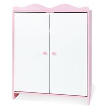 4-pc. Doll Wardrobe Jasmin with 1 Insert Shelf, 1 Clothes Rail incl. 3 Clothes Hangers - Pink White