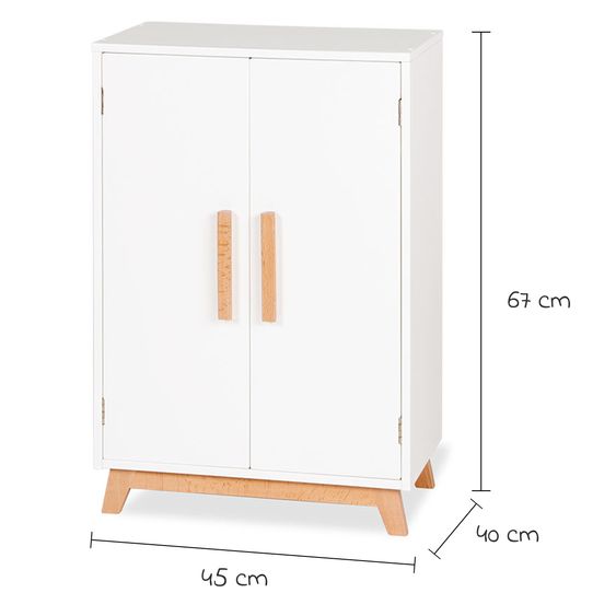 Pinolino 4-tlg. Puppenschrank Marit mit 1 Einlegeboden, 1 Kleiderstang inkl. 3 Kleiderbügel - Weiß