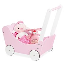 4-tlg. Puppenwagen Jasmin inkl. 3-tlg. Bettzeug - kleine Herzen - Rosa Weiß