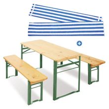 Set de Bancs de Fête Pour Enfants avec Coussin Sepp - Nature / Bleu Blanc