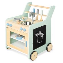 6-tlg. Kinderküche Kalle 1 Küchenwagen, 2 Töpfe, 3-tlg. Kochbesteck - Grün