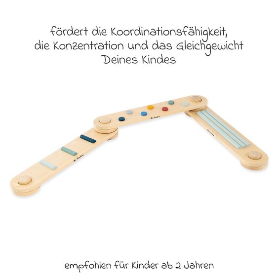 Pinolino 9-tlg. Balance Parcours Kari 3 Balancierbalken, 6 Verbindungselemente bis 50 kg belastbar - Natur