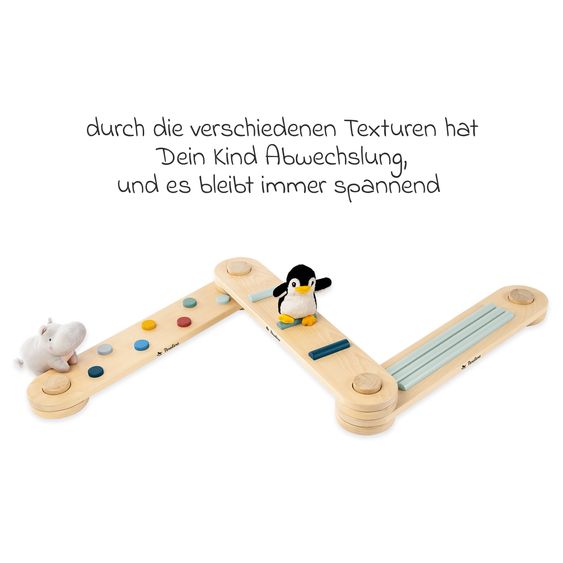 Pinolino 9-tlg. Balance Parcours Kari 3 Balancierbalken, 6 Verbindungselemente bis 50 kg belastbar - Natur