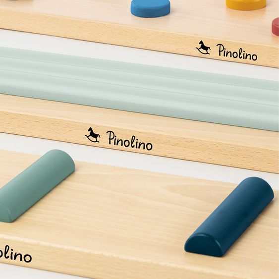 Pinolino 9-tlg. Balance Parcours Kari 3 Balancierbalken, 6 Verbindungselemente bis 50 kg belastbar - Natur