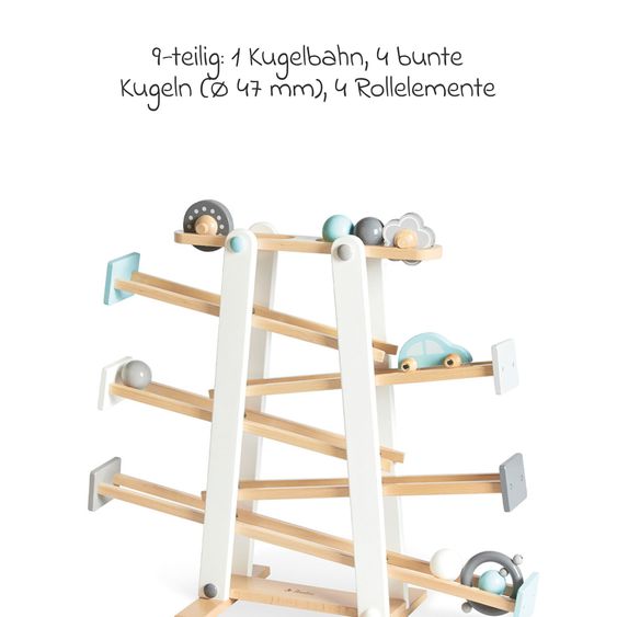 Pinolino 9-tlg. Kugelbahn Kuno mit 4 Kugeln & 4 Rollelementen - Bunt