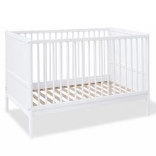 Babybett & Kinderbett Carla Buche teilmassiv 3-fach höhenverstellbar, 3 Schlupfsprossen 70 x 140 cm - lackiert - Weiß