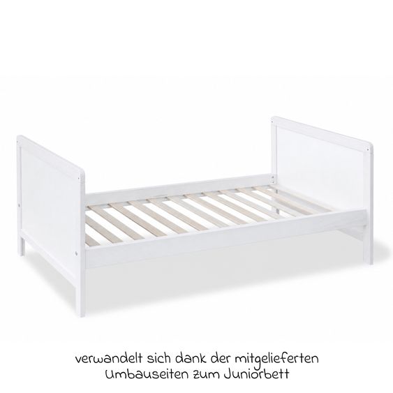 Pinolino Babybett & Kinderbett Carla Buche teilmassiv 3-fach höhenverstellbar, 3 Schlupfsprossen 70 x 140 cm - lackiert - Weiß