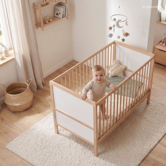 Pinolino Babybett & Kinderbett Carla Buche teilmassiv 3-fach höhenverstellbar, 3 Schlupfsprossen 70 x 140 cm - unbehandelt - Natur
