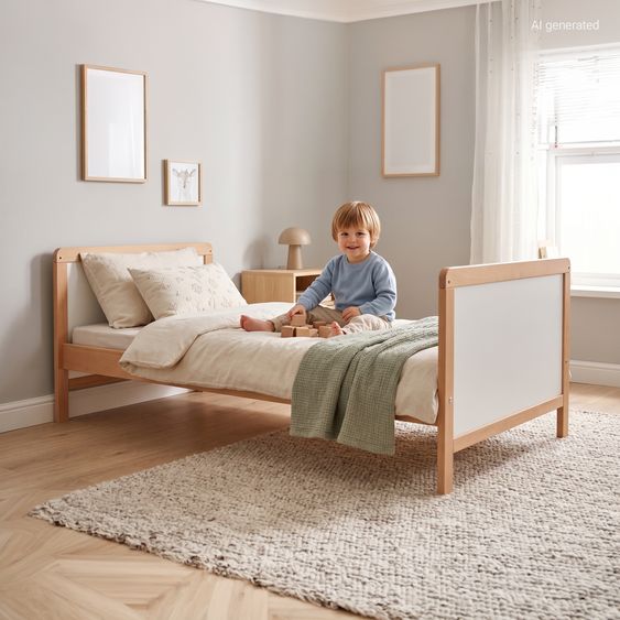 Pinolino Babybett & Kinderbett Carla Buche teilmassiv 3-fach höhenverstellbar, 3 Schlupfsprossen 70 x 140 cm - unbehandelt - Natur