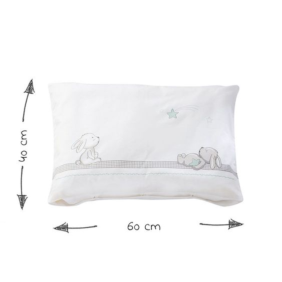 Pinolino Babybett-Komplett-Set Carla Buche teilmassiv lackiert  3-fach höhenverstellbar, 3 Schlupfsprossen inkl. Bettwäsche, Nestchen & Matratze 70 x 140 cm - Weiß